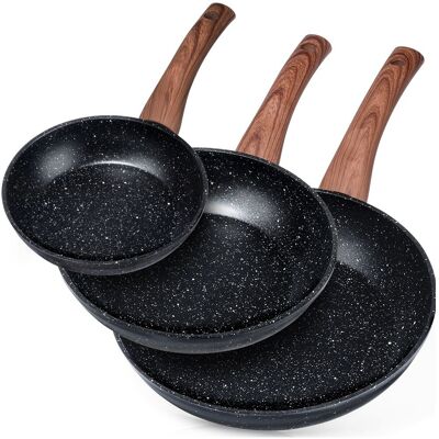 Sans Marque Zestaw Patelni Granitowy Black&wood 16 / 20 / 24 Cm 3 Szt. Publicité Sans Marque Zestaw Patelni Granitowy Black&wood 16 / 20 / 24 Cm 3 Szt. Publicité