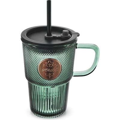 Artemis Mug En Verre Avec Couvercle À Paille Pour Boissons Chaudes Et Froides, Format Vo - Publicité Artemis Mug En Verre Avec Couvercle À Paille Pour Boissons Chaudes Et Froides, Format Vo - Publicité