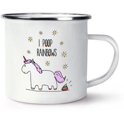 Gift Base Violet Licorne I Poop Arcs-En-Ciel Rétro Émail Tasse - Drôle Fou Magique - Publicité Gift Base Violet Licorne I Poop Arcs-En-Ciel Rétro Émail Tasse - Drôle Fou Magique - Publicité