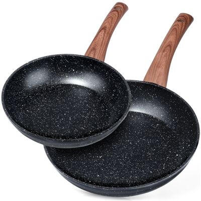 Sans Marque Zestaw Patelni Granitowy Black&wood 20 / 26 Cm 2 Szt. Publicité Sans Marque Zestaw Patelni Granitowy Black&wood 20 / 26 Cm 2 Szt. Publicité