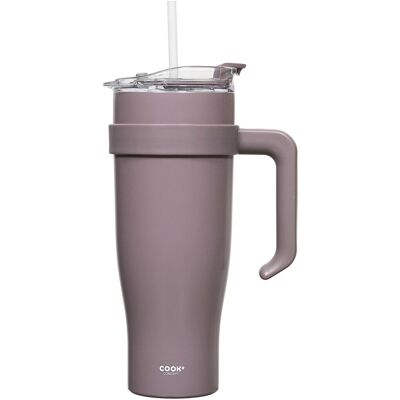 Sans Marque Mug Isotherme Miami 1,2 L Violet Avec Paille Et Anse - Publicité Sans Marque Mug Isotherme Miami 1,2 L Violet Avec Paille Et Anse - Publicité
