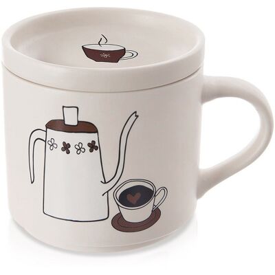 Sans Marque Mug En Porcelaine Avec Couvercle 420 Ml - Publicité Sans Marque Mug En Porcelaine Avec Couvercle 420 Ml - Publicité