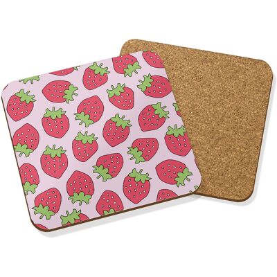 Gift Base Sous-Verres En Carton Dur À Motif Fraise Rose Set De X4 - Fruits Juteux Amusants - Publicité Gift Base Sous-Verres En Carton Dur À Motif Fraise Rose Set De X4 - Fruits Juteux Amusants - Publicité