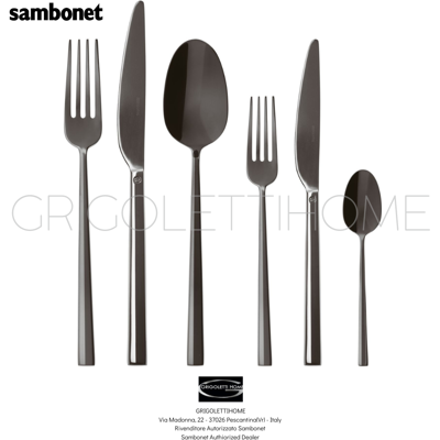 Sambonet - Rock 2black Noir - Ensemble De Couverts 36 Pièces Pour 6 Personnes - Publicité Sambonet - Rock 2black Noir - Ensemble De Couverts 36 Pièces Pour 6 Personnes - Publicité