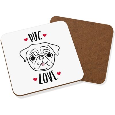 Gift Base Sous-Verre Pug Love - Tapis À Boissons Drôle De Chien Chiot - Publicité Gift Base Sous-Verre Pug Love - Tapis À Boissons Drôle De Chien Chiot - Publicité