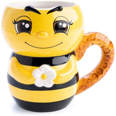 Tasse JoyBee 3D en forme d'abeille - Poignée à motif de mielcomb - Publicité Tasse JoyBee 3D en forme d'abeille - Poignée à motif de mielcomb - Publicité