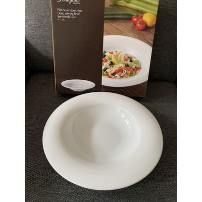 Grand Plat De Service Creux 32 Cm Porcelaine Blanc Fontignac - Publicité Grand Plat De Service Creux 32 Cm Porcelaine Blanc Fontignac - Publicité
