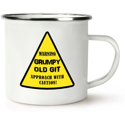 Gift Base Warning Grumpy Old Git Jaune Triangle Émail Tasse Grossier Drôle Papa Pères Jour - Publicité Gift Base Warning Grumpy Old Git Jaune Triangle Émail Tasse Grossier Drôle Papa Pères Jour - Publicité
