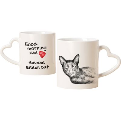 Tasse Havanna-Braun Avec Chat Bonjour Cœur. Art-Chien - Publicité Tasse Havanna-Braun Avec Chat Bonjour Cœur. Art-Chien - Publicité