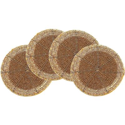 Peggy Wilkins Textiles Ensemble De 4 Sous-Verres En Perles De Noël - Or - Publicité Peggy Wilkins Textiles Ensemble De 4 Sous-Verres En Perles De Noël - Or - Publicité