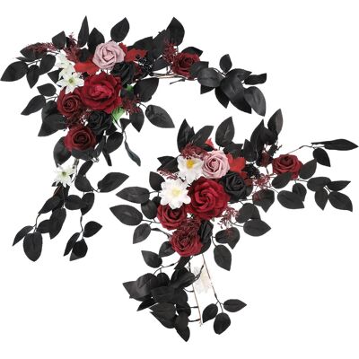 Uxcell 2 Pcs Pour De Mariage 26\\\" Fleurs Artificielles En Soie Noir/bordeaux - Publicité Uxcell 2 Pcs Pour De Mariage 26\\\" Fleurs Artificielles En Soie Noir/bordeaux - Publicité