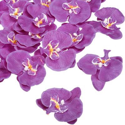 Uxcell 3.5\" 20 Pack Soie Phalaenopsis Orchidée Têtes Fabrication, Sombre Violet - Publicité Uxcell 3.5\" 20 Pack Soie Phalaenopsis Orchidée Têtes Fabrication, Sombre Violet - Publicité