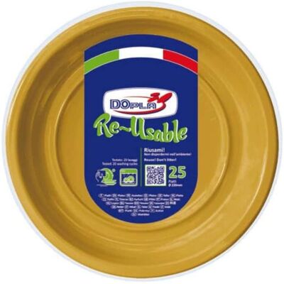 Vaisselle Fonds Réutilisables Or Plastique Ø 20,5 Cm 25pz - Dopla - Fêtes Noël - Publicité Vaisselle Fonds Réutilisables Or Plastique Ø 20,5 Cm 25pz - Dopla - Fêtes Noël - Publicité