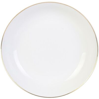 Sans Marque Assiette Creuse En Porcelaine Pearl Gold 21 Cm Blanche - Publicité Sans Marque Assiette Creuse En Porcelaine Pearl Gold 21 Cm Blanche - Publicité