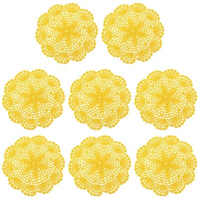 Uxcell Crochet Doilies 8pcs 8inch Dessous Verre Coton Jaune - Publicité Uxcell Crochet Doilies 8pcs 8inch Dessous Verre Coton Jaune - Publicité