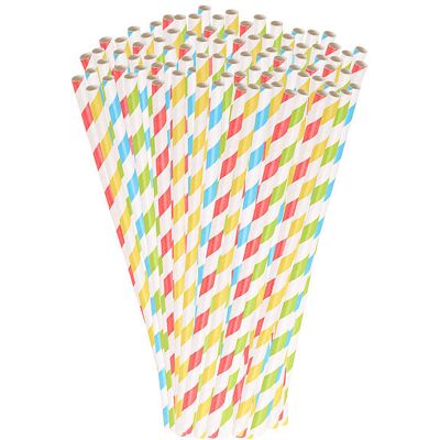 100 Pailles En Papier Rayé 4 Couleurs - Pearl - Publicité 100 Pailles En Papier Rayé 4 Couleurs - Pearl - Publicité
