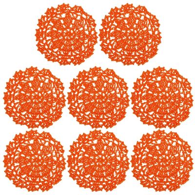 Uxcell Tissu Sous-Verres, 8pcs 4\" - Coton Tissé Crochet Broderie Tasse Tapis (Orange) - Publicité Uxcell Tissu Sous-Verres, 8pcs 4\" - Coton Tissé Crochet Broderie Tasse Tapis (Orange) - Publicité