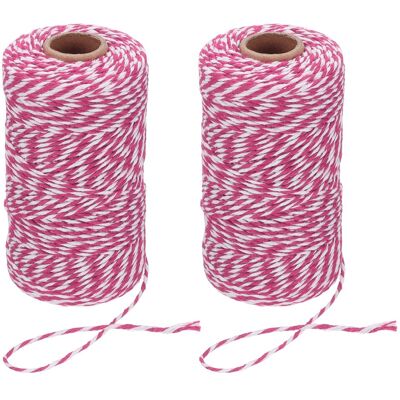 Uxcell 2 Rouleaux De 2mm X 100m Corde En Coton Rose Et Blanc Pour Boucherie Pâtisserie - Publicité Uxcell 2 Rouleaux De 2mm X 100m Corde En Coton Rose Et Blanc Pour Boucherie Pâtisserie - Publicité