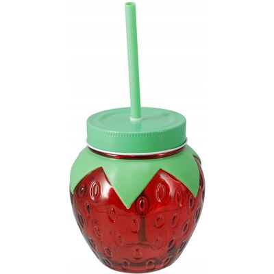 Sans Marque Słoik Ze Słomką Szklany Kubek Do Napojów Truskawka 750ml 1szt - Publicité Sans Marque Słoik Ze Słomką Szklany Kubek Do Napojów Truskawka 750ml 1szt - Publicité