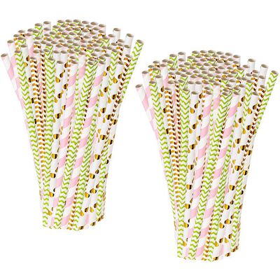 200 pailles En Papier À 4 couleurs Et Motifs - Pearl - Publicité 200 pailles En Papier À 4 couleurs Et Motifs - Pearl - Publicité