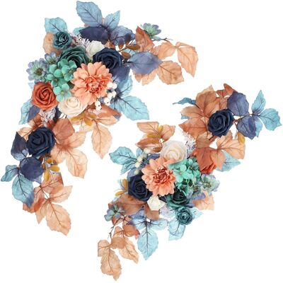 Uxcell 2 Pièces Pour De Mariage 26\" Fleurs Artificielles Soie Orange/bleu Marine - Publicité Uxcell 2 Pièces Pour De Mariage 26\" Fleurs Artificielles Soie Orange/bleu Marine - Publicité