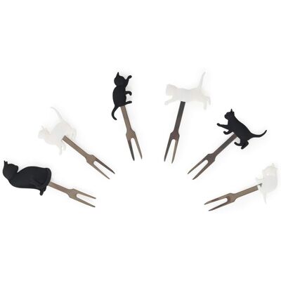 Legami Pick0001 Set Of 6 Reusable Durable Finger Food Forks 3.2x9cm Cats Theme, - Publicité Legami Pick0001 Set Of 6 Reusable Durable Finger Food Forks 3.2x9cm Cats Theme, - Publicité