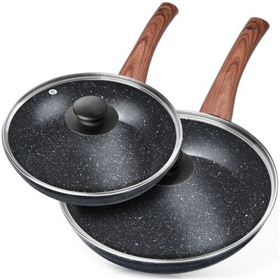 Sans Marque Zestaw Patelni Granitowy Z Pokrywkami Szklanymi Black&wood 20 / 26 Cm 2 Szt. Publicité Sans Marque Zestaw Patelni Granitowy Z Pokrywkami Szklanymi Black&wood 20 / 26 Cm 2 Szt. Publicité