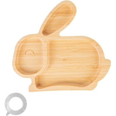 Tiny Dining Plate Lapin Bambou Interphones Pour Bébé Tout-Petits Segmentée Rester Gris Plat - Publicité Tiny Dining Plate Lapin Bambou Interphones Pour Bébé Tout-Petits Segmentée Rester Gris Plat - Publicité