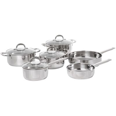 Beliani Ensemble De 10 Ustensiles De Cuisine En Acier Inoxydable 4 Casseroles Et 2 Poêle - Publicité Beliani Ensemble De 10 Ustensiles De Cuisine En Acier Inoxydable 4 Casseroles Et 2 Poêle - Publicité