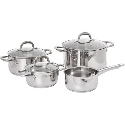 Beliani Ensemble De 7 Ustensiles De Cuisine En Acier Inoxydable 4 Casseroles Avec Couver - Publicité Beliani Ensemble De 7 Ustensiles De Cuisine En Acier Inoxydable 4 Casseroles Avec Couver - Publicité