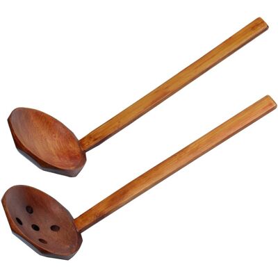 Uxcell 7.5\" Poignée Bois Soupe Louche Passoire Boulette Cuillère Cuisine Outil 2pcs - Publicité Uxcell 7.5\" Poignée Bois Soupe Louche Passoire Boulette Cuillère Cuisine Outil 2pcs - Publicité