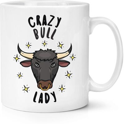 Gift Base Mug 10 Oz Crazy Bull Lady Stars En Céramique Blanc - Animal Drôle - Publicité Gift Base Mug 10 Oz Crazy Bull Lady Stars En Céramique Blanc - Animal Drôle - Publicité