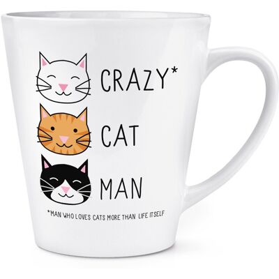 Gift Base Crazy Cat Man Mug À Latte 12oz Céramique Blanc - Chat Drôle - Publicité Gift Base Crazy Cat Man Mug À Latte 12oz Céramique Blanc - Chat Drôle - Publicité