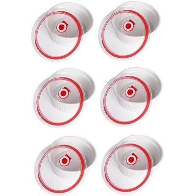 Eurowagens Ramequins Avec Couvercles 227ml Lot De 6 Blanc Porcelaine Crème Brûlée Souffle - Publicité Eurowagens Ramequins Avec Couvercles 227ml Lot De 6 Blanc Porcelaine Crème Brûlée Souffle - Publicité