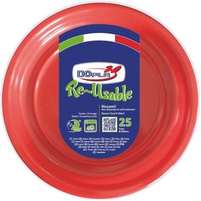 Dopla 25 Pièces Assiettes Réutilisables Lavables Rouges - Publicité Dopla 25 Pièces Assiettes Réutilisables Lavables Rouges - Publicité