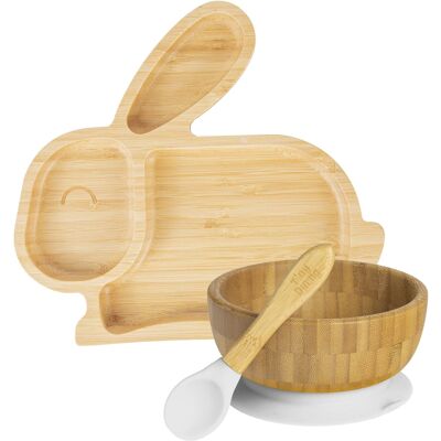 Tiny Dining Lapin Bambou Pour Enfants Dîner Set Segmentée Mettez Blanc Vaisselle Stay - Publicité Tiny Dining Lapin Bambou Pour Enfants Dîner Set Segmentée Mettez Blanc Vaisselle Stay - Publicité