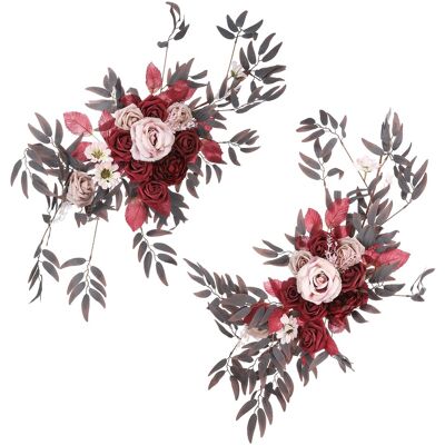 Uxcell 2 Pcs Pour De Mariage 26\\\" Fleurs Artificielles En Soie Bourgogne/rose Foncé - Publicité Uxcell 2 Pcs Pour De Mariage 26\\\" Fleurs Artificielles En Soie Bourgogne/rose Foncé - Publicité