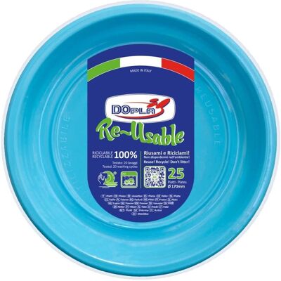 Assiettes Fruits Réutilisables Turquoise 17 Cm 25 Pz En Plastique Dopla - Publicité Assiettes Fruits Réutilisables Turquoise 17 Cm 25 Pz En Plastique Dopla - Publicité