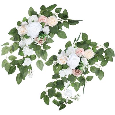 Uxcell 2 Pièces Mariage 26\\\" Fleurs Artificielles Soie Blanc/gris-Vert Pour Décoration - Publicité Uxcell 2 Pièces Mariage 26\\\" Fleurs Artificielles Soie Blanc/gris-Vert Pour Décoration - Publicité