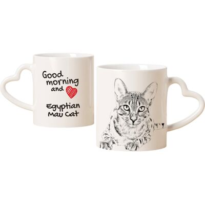 Tasse D'Aigle Égyptien Avec Chat Bonjour Cœur. Publicité Tasse D'Aigle Égyptien Avec Chat Bonjour Cœur. Publicité
