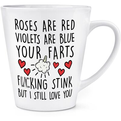 Gift Base Roses Sont Rouge Violets Bleu Pets F-Ing Puantes 341ml Latte Tasse St.Valentin - Publicité Gift Base Roses Sont Rouge Violets Bleu Pets F-Ing Puantes 341ml Latte Tasse St.Valentin - Publicité