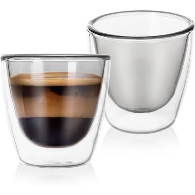 Sans Marque Verres Thermiques À Double Paroi Pour Café Expresso Double 90 Ml 2 Pcs. Publicité Sans Marque Verres Thermiques À Double Paroi Pour Café Expresso Double 90 Ml 2 Pcs. Publicité