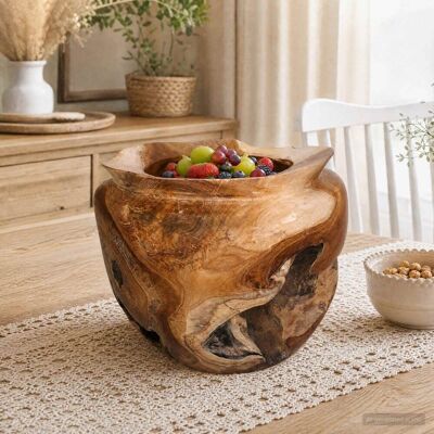 Corbeille À Fruits Jepara Marron Teck Ø 35 Cm Vidaxl - Publicité Corbeille À Fruits Jepara Marron Teck Ø 35 Cm Vidaxl - Publicité