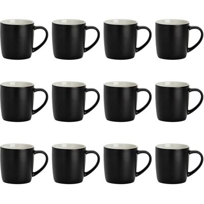 Argon Tableware 12x 350ml Couleur Mate Tasses À Café Noir Céramique Thé Latté Cappuccino Set - Publicité Argon Tableware 12x 350ml Couleur Mate Tasses À Café Noir Céramique Thé Latté Cappuccino Set - Publicité