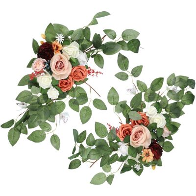Uxcell 2 Pcs Pour De Mariage 26\\\" Fleurs Artificielles En Soie Marron/vert - Publicité Uxcell 2 Pcs Pour De Mariage 26\\\" Fleurs Artificielles En Soie Marron/vert - Publicité