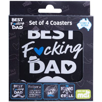 N/a Mdi Australia Best Dad Coasters Set Pack De Quatre Dessous De Verre De Qualité S - Publicité N/a Mdi Australia Best Dad Coasters Set Pack De Quatre Dessous De Verre De Qualité S - Publicité