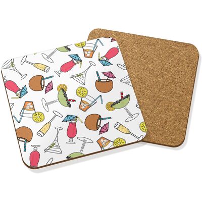 Gift Base Cocktail Verre Motif Dessous De Verre Tapis Liège Carré - Martini Pina Colada - Publicité Gift Base Cocktail Verre Motif Dessous De Verre Tapis Liège Carré - Martini Pina Colada - Publicité