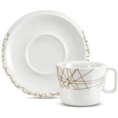 Giannini:Set 4 Tazze Cappuccino (Contient: 175 Ml Avec Plat \" Série Lines \ - Publicité Giannini:Set 4 Tazze Cappuccino (Contient: 175 Ml Avec Plat \" Série Lines \ - Publicité