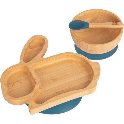 3pc Tiny Dining Bleu Marine Lapin Bambou Aspiration Dîner Ensemble Assiette Bol - Publicité 3pc Tiny Dining Bleu Marine Lapin Bambou Aspiration Dîner Ensemble Assiette Bol - Publicité
