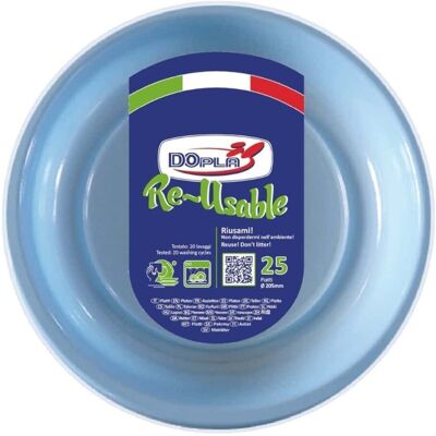 Vaisselle Fonds Réutilisables Azzurri 20,5 Cm 25pz Plastique - Dopla - Fête - Publicité Vaisselle Fonds Réutilisables Azzurri 20,5 Cm 25pz Plastique - Dopla - Fête - Publicité